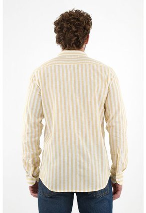 Tennis Camisa Amarilla Con Diseño Preteñido A Rayas Para Hombre