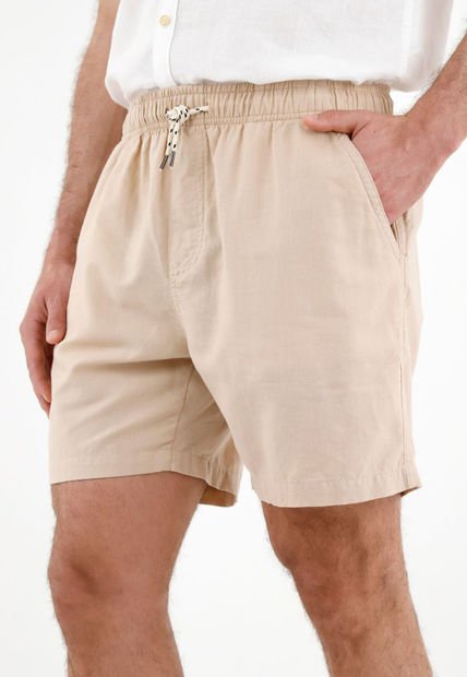 Bermuda Café Con Pretina Elástica Para Hombre