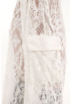 Tennis Pantalón Wide Leg Crudo En Encaje Para Mujer