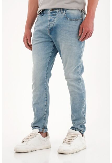 Tennis Jean Skinny Con Desgastes Azul Medio Para Hombre