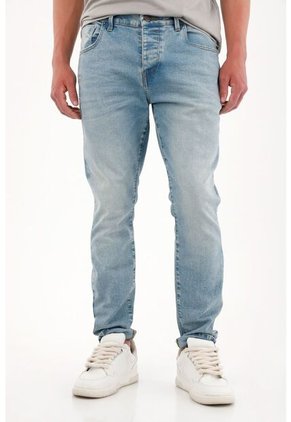 Tennis Jean Skinny Con Desgastes Azul Medio Para Hombre