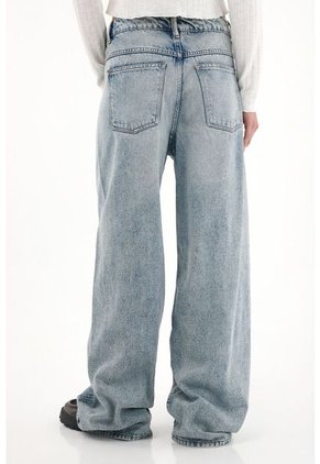 Tennis Jean Wide Leg De Tiro Alto Azul Para Mujer