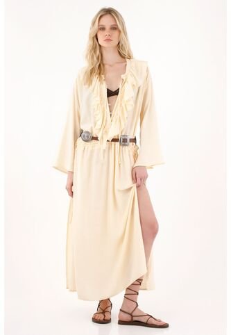 Vestido Largo Con Escote En V Amarillo Para Mujer Tennis