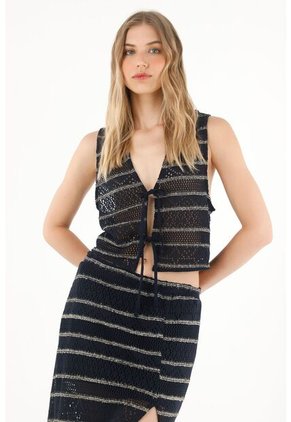 Tennis Chaleco Tejido Con Diseño A Rayas Para Mujer