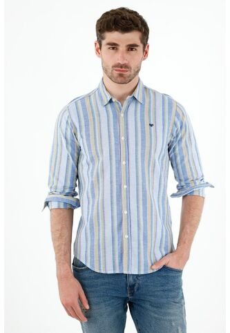 Camisa Multicolor Manga Larga Para Hombre Tennis