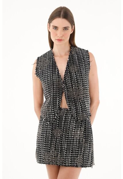 Tennis Chaleco Negro Tejido Para Mujer