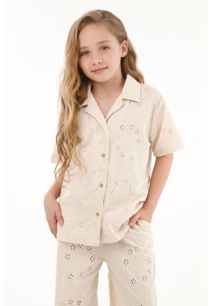 Camisa Crudo En Ojalillo Para Niña