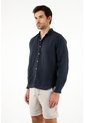 Tennis Camisa Manga Larga Azul 100% Lino Para Hombre de Tennis