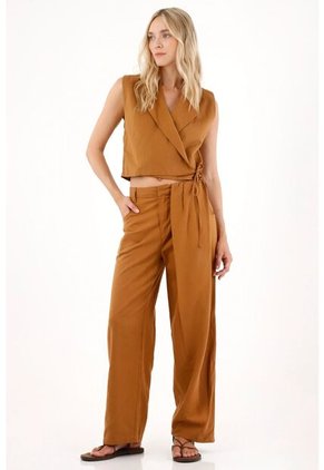 Tennis Pantalón En Tela Liviana Café Para Mujer