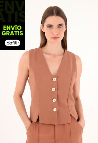 Tennis Chaleco Café De Tela Fluida Para Mujer Tennis