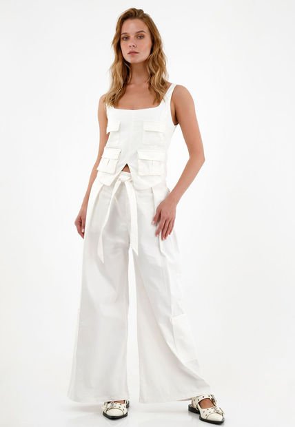 Pantalón Crudo Tipo Cargo Para Mujer