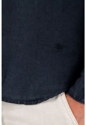 Tennis Camisa Manga Larga Azul 100% Lino Para Hombre