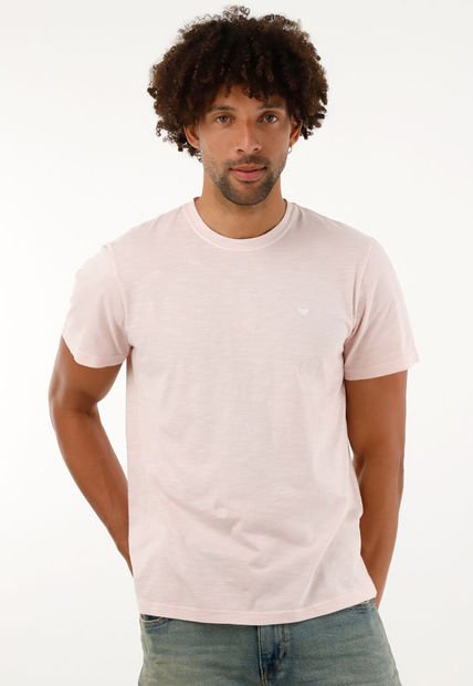 Camiseta Manga Corta Rosada Para Hombre