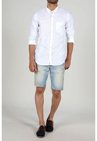 Tennis Camisa Blanca De Lino Para Hombre Tennis