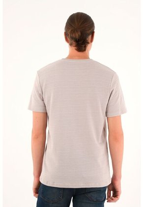 Camiseta Manga Corta De Tela Con Textura Café Para Hombre