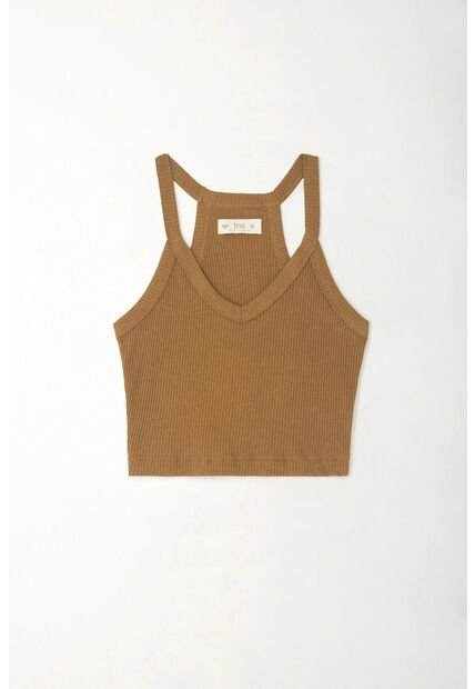 Tennis Camiseta Con Cuello En V Café Para Mujer