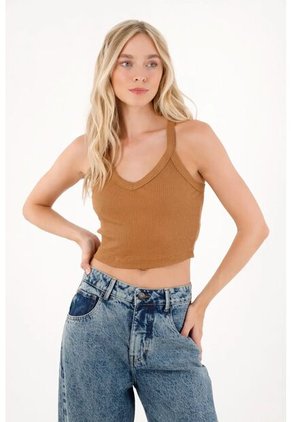 Tennis Camiseta Con Cuello En V Café Para Mujer