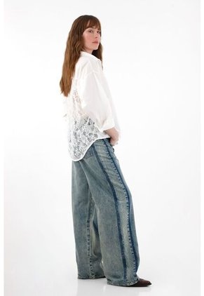 Tennis Camisa Amplia Con Encaje Crudo Para Mujer