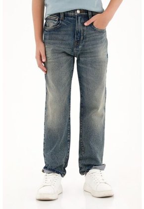 Jean Recto Tono Azul Tiro Medio Para Niño