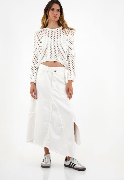 Falda Crudo Con Pretina Asimétrica Para Mujer