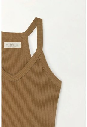 Tennis Camiseta Con Cuello En V Café Para Mujer