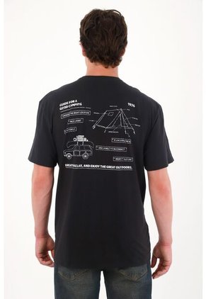 Tennis Camiseta Básica Estampada En Espalda Negro Para Hombre