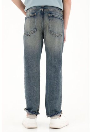 Jean Recto Tono Azul Tiro Medio Para Niño