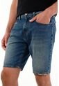 Tennis Bermuda Fit Recto Con Lavado Vintage En Denim De Algodón Azul Medio Para Hombre de Tennis