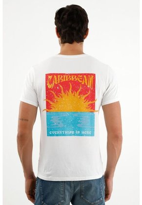 Tennis Camiseta Blanca Con Mini Print Para Hombre