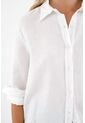 Tennis Camisa 100% Lino Manga Larga Blanca Para Mujer de Tennis