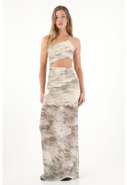 Tennis Vestido Largo En Malla Estampada Con Brillos Para Mujer