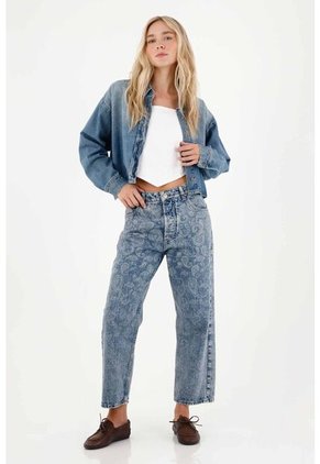 Tennis Jean Recto Con Diseño Paisley Azul Para Mujer
