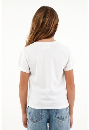 Camiseta Blanca Con Estampado Frontal Para Niña