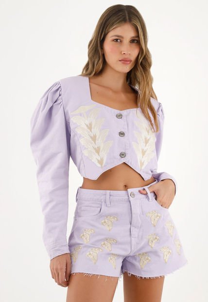 Short Morado Con Ruedo Al Corte Para Mujer