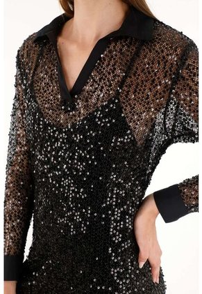 Tennis Vestido Con Transparencia Y Brillo Para Mujer