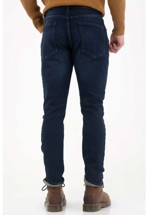 Tennis Jean Skinny Tono Oscuro Azul Con Diseño Limpio Para Hombre