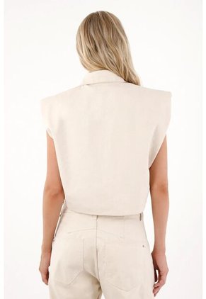 Tennis Chaleco Boxy Fit Con Hombreras Crudo Para Mujer