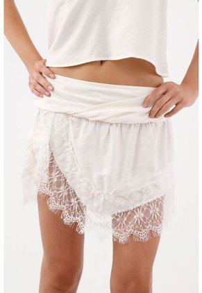 Tennis Falda Corta Con Encaje En La Parte Inferior Blanco Para Mujer