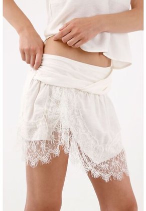 Tennis Falda Corta Con Encaje En La Parte Inferior Blanco Para Mujer