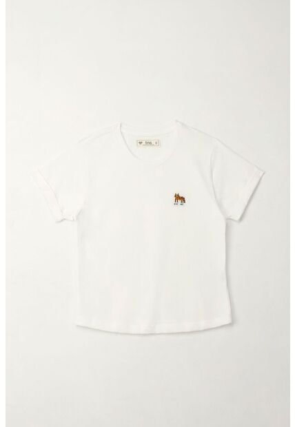 Camiseta Básica Manga Corta Crudo Para Niña