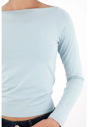 Tennis Camiseta Cuello Bandeja Ajustada Azul Para Mujer