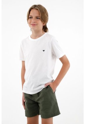 Camiseta Manga Corta Blanca Para Niño