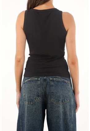 Tennis Camiseta Negra Manga Sisa Para Mujer