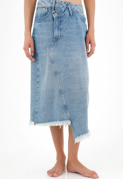 Falda Midi Azul Para Mujer
