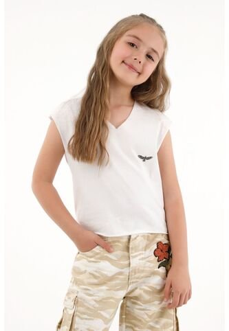 Camiseta Blanca Con Estampado En Espalda Para Niña Tennis