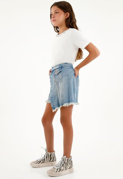 Falda Estilo Short En Denim Para Niña