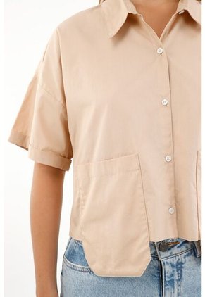 Camisa Café Con Ruedo Al Corte Para Mujer