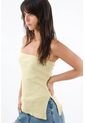 Tennis Top Strapless Para Mujer De Algodón Amarillo Pastel Fit Ceñido Con Tejido Acanalado de Tennis