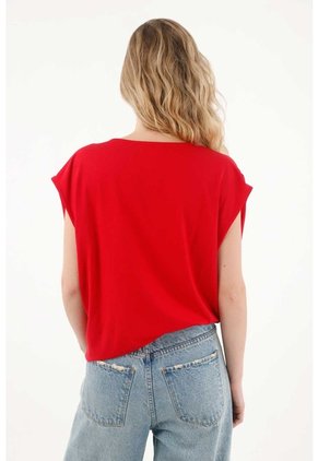 Tennis Camiseta Con Drappeado Rojo Para Mujer