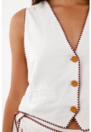 Tennis Chaleco Blanco Con Bordado De Palmera Para Mujer